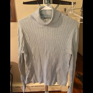 Blue, cable knit type turtleneck